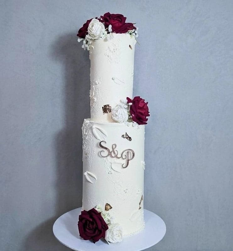 Elegance & Palette Strokes Mini-Tiered Wedding Cake by SugarblissNmore