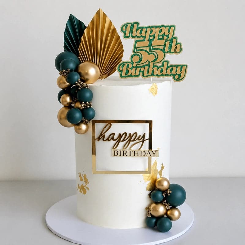 Emerald & Gold Luxury Milestone Cake by SugarblissNmore
