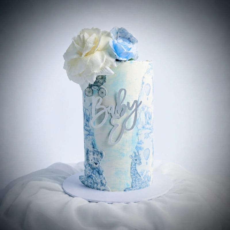 Vintage Nursery Style Baby Shower/ Gender Reveal Cake. by SugarblissNmore